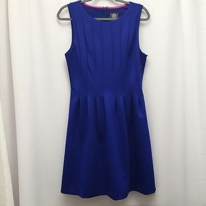 Vince Camuto NWT Royal Blue Fit & Flare Pleated Dress size 12